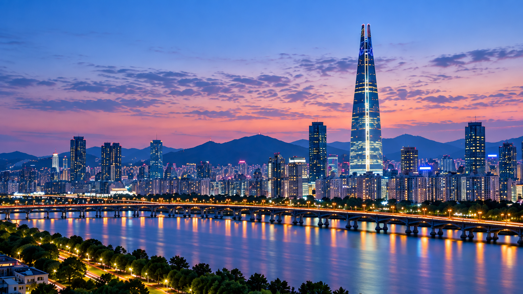 Seoul skyline by the Han River