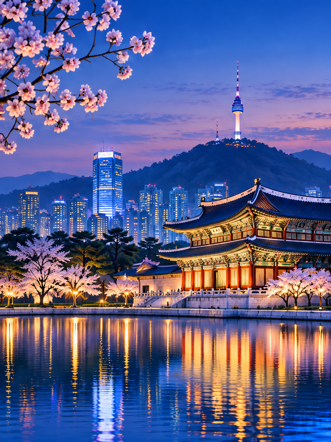 Illustration of Seoul in spring